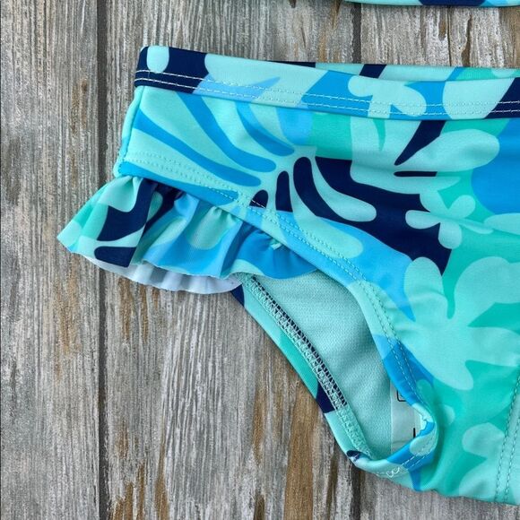 Toddler Girl Tropical Print Ruffle Tankini Swimsuit Two-Piece, Size 2T - Picture 4 of 5